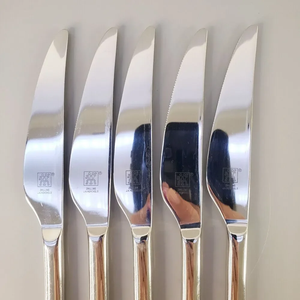 New French Solid Knife Opus Stainless by J A Henckels Zwilling Set of 5 Glossy